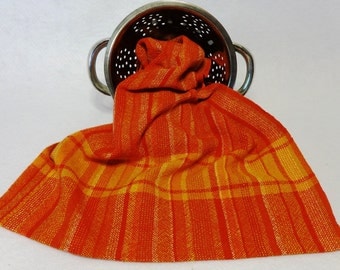 Handwoven Cotton/Linen Towel for Kitchen or Bath, Woven Towel, Hand Towel, Kitchen Towel, Handwoven Towel, Orange Towel - #15-23B