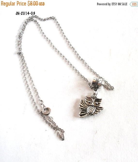 On Sale Owl Necklace, Owl Charm Necklace, Owl on a Chain, Handmade Necklace