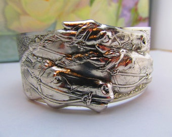 Horse jewelry Equestrian jewelry Horse bracelet Derby cuff silver over bronze Top Seller Top Selling Store Angelina Verbuni Design Studio