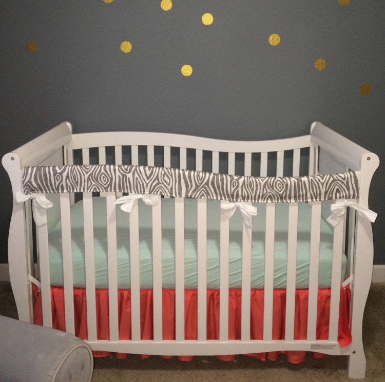 Breathable Crib Rail Covers For Teething - 3 Piece Soft Cotton Anti-Collision Protection Set