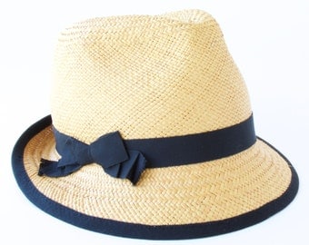 Panama Straw Trilby Hat Handwoven Genuine Toquilla Straw Hat Stingy Brim Fedora Hat Short Brim Fedora Hat For Women Women's Summer Hat
