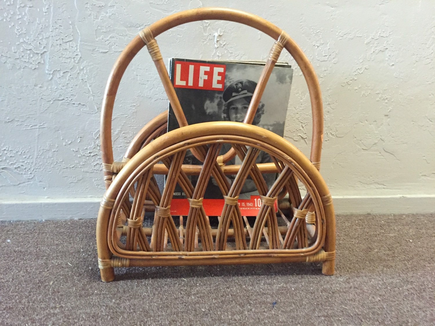 Mid Century Magazine Holder rattan magazine rack mid