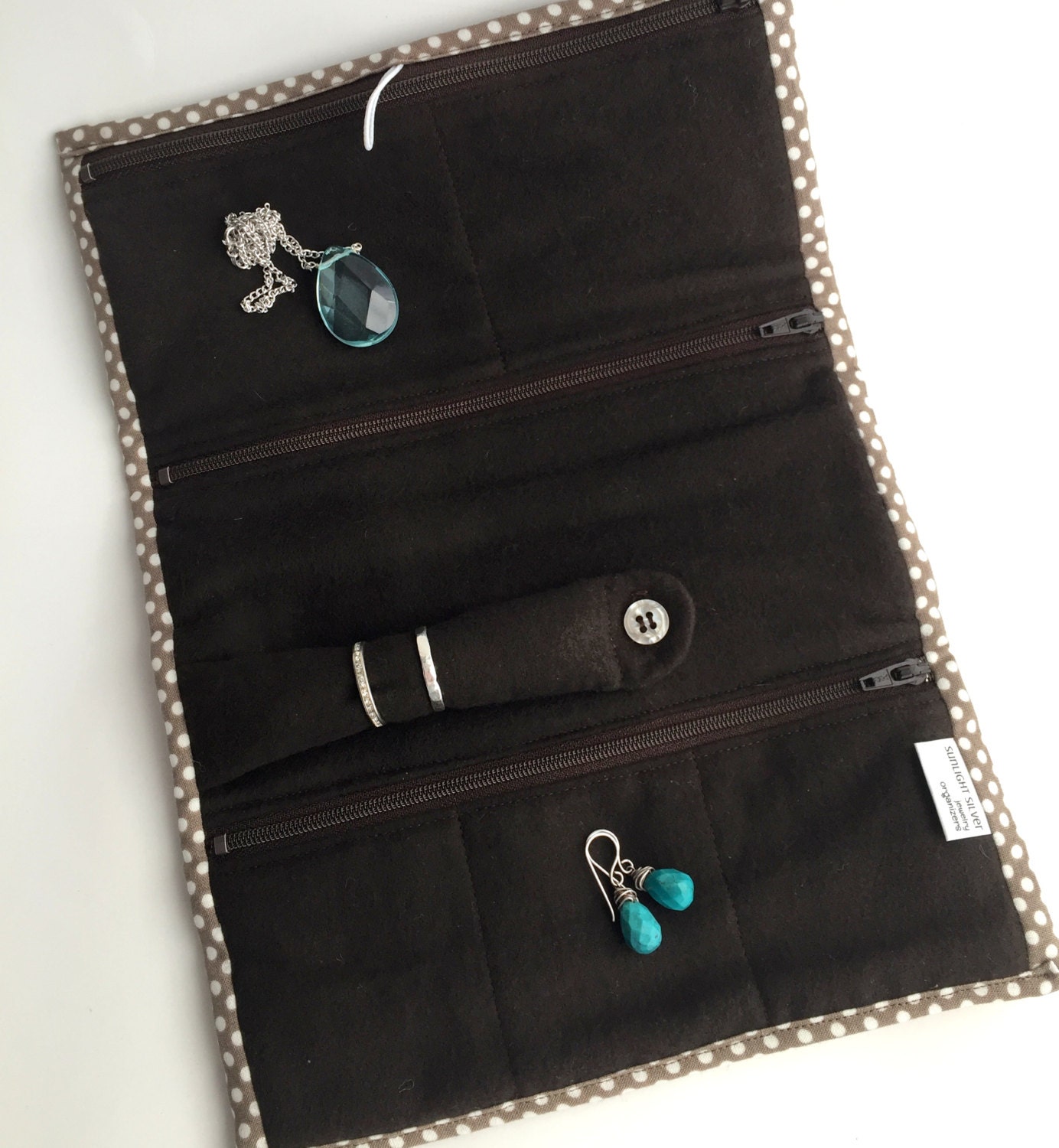 Jewelry Roll. Travel Organizer Anti Tarnish Jewelry Box.