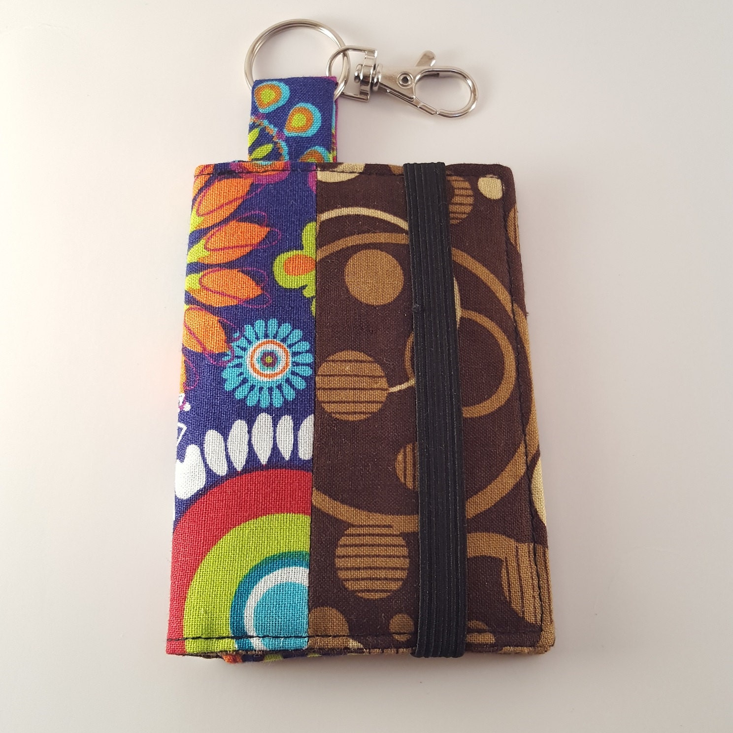 Clipon Keychain Wallet Flowers Bifold by SewandSoCo on Etsy