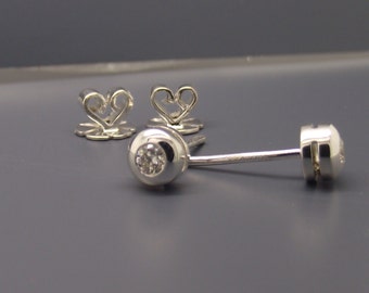 Bezel diamond stud earrings, men's stud earrings, cartilage earring, mens earrings studs, real diamond studs, sterling silver posts, E500SW