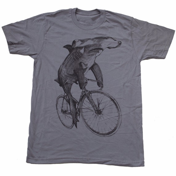 Hammerhead on a Bike Mens T Shirt Unisex Tee Cotton Tee