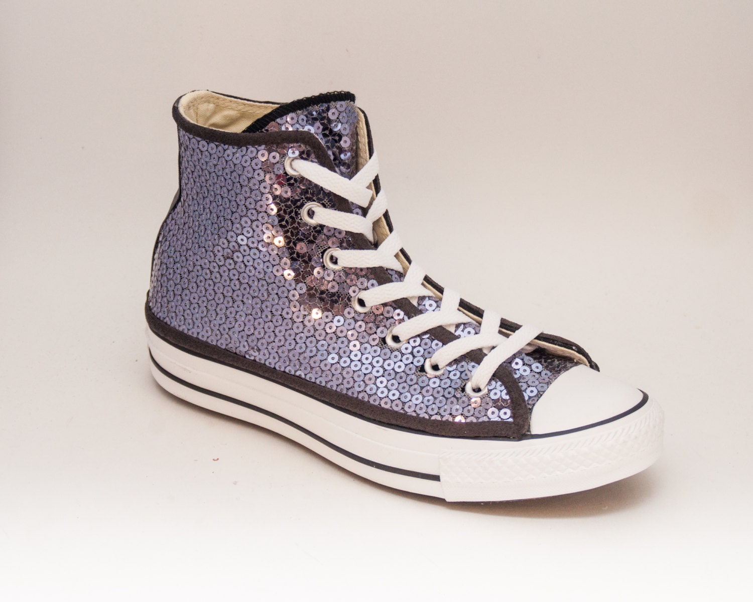 Sequin Platinum Pewter Grey Converse All Star Hi by princesspumps