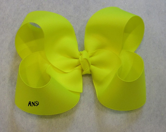 Yellow Hair Bow, Girls Hairbows, Big Bows, Large Hair Bow, Classic Hairbows, Neon Ansi Bow, Toddler Bow, 4 5 inch Bows, Boutique Bow, 45G