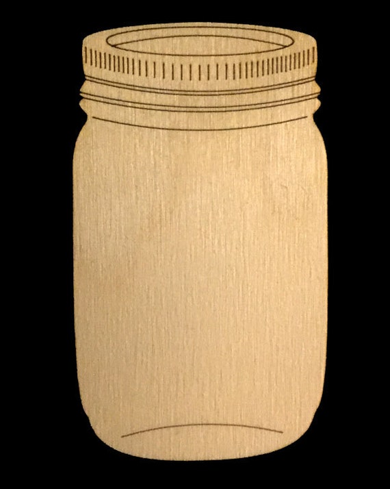 Items similar to Mason Jar Shape Natural Craft Wood Cutout 1780 on Etsy