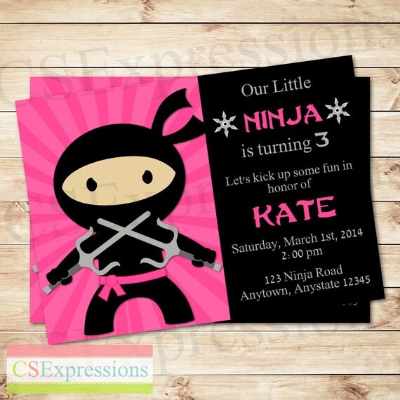 Ninja Girl Birthday Invitations 4