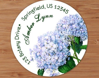 Blue or Pink Hydrangeas - Address Labels or Stickers
