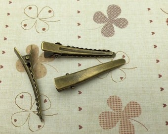 Hair Clips -50 pieces of Bronze Plated Alligator Hair Clip with Teeth - 43mm