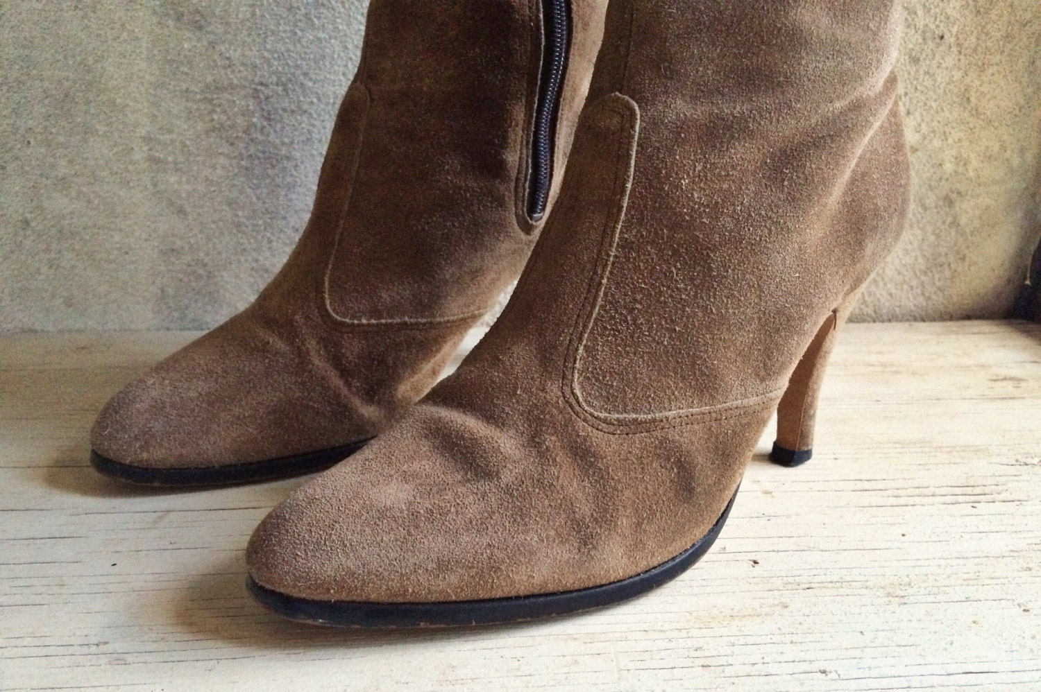 Vintage soft brown suede leather tall Go Go boots Women size 7 to 7.5 ...