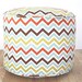 Chevron pouf ottoman in multi colored stripes, 18"round ottoman in zigzag print, foot rest for desk chair, round floor cushion fall decor