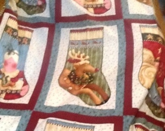 Christmas Quilt Top, 56" x 80", with Binding Fabric-- TOP ONLY, SALE