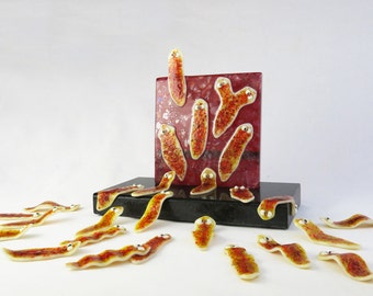 Planarian Uprising Fused Glass Sculpture