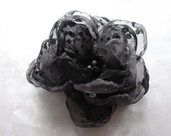 Smoke Flower Organza Flower Hair Clip