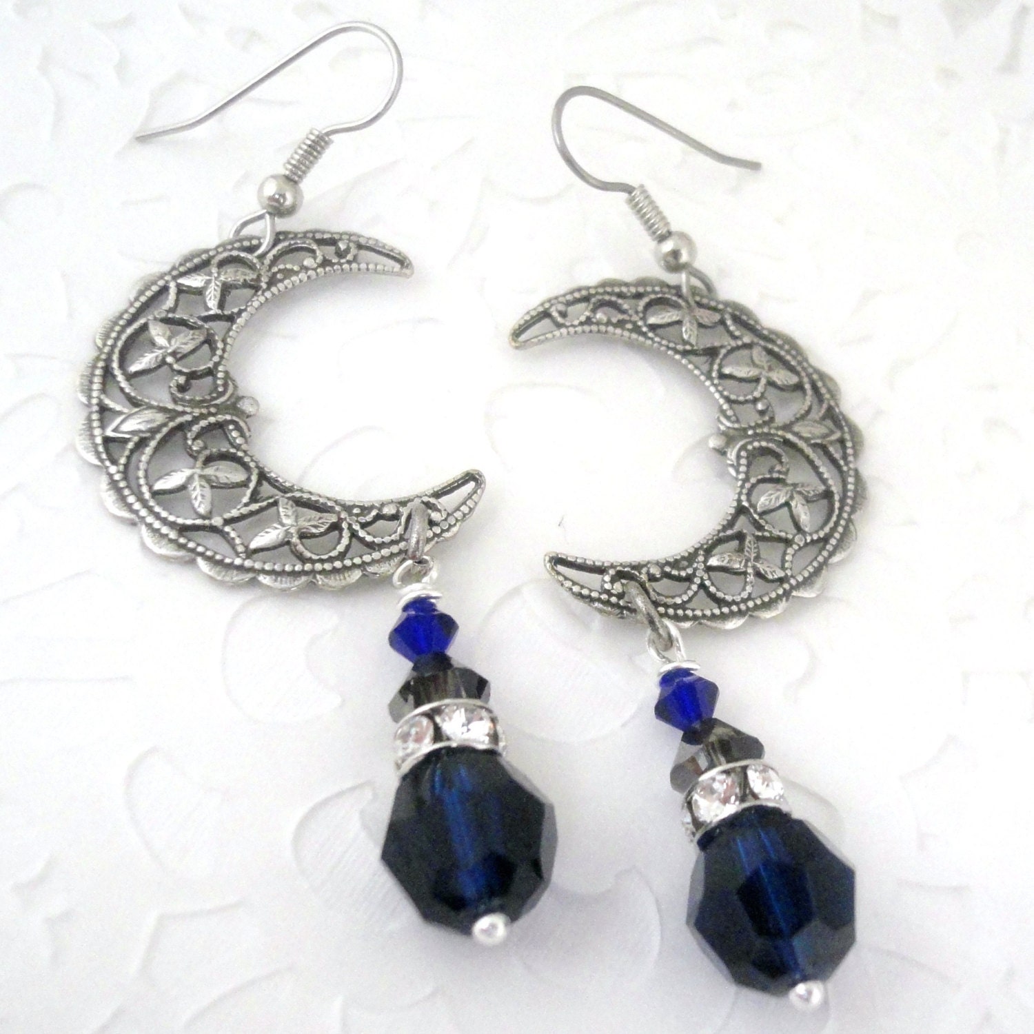 Blue Moon Earrings Wiccan Jewelry Moon Sterling By Pink80sgirl