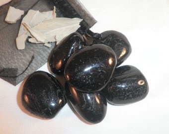 Tumbled BLACK TOURMALINE Stones- Black tourmaline creates a psychic shield and is ideal protection