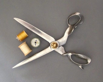 Pair of Antique Scissors from England - Very Large Steel and Brass Tailors Shears