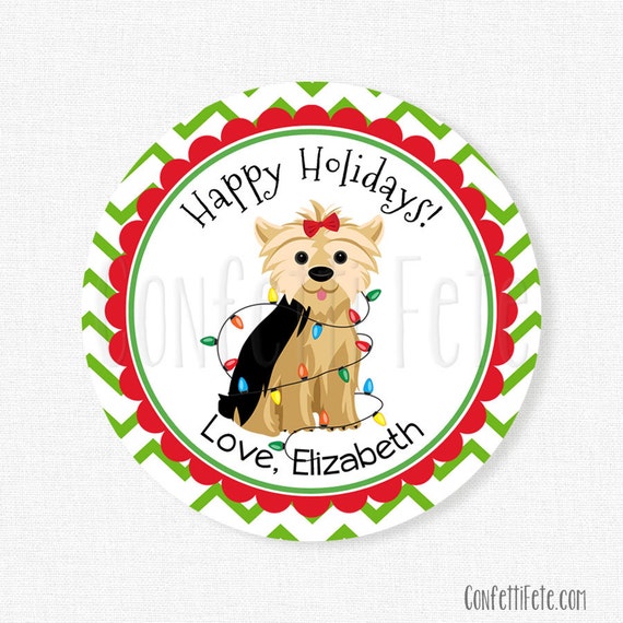 Christmas Gift Tags, Merry Christmas Tag, Happy Holidays Tag, Dog Gift Tags, Yorkie Tag, Christmas Treats Tag, Personalized Il_570xn