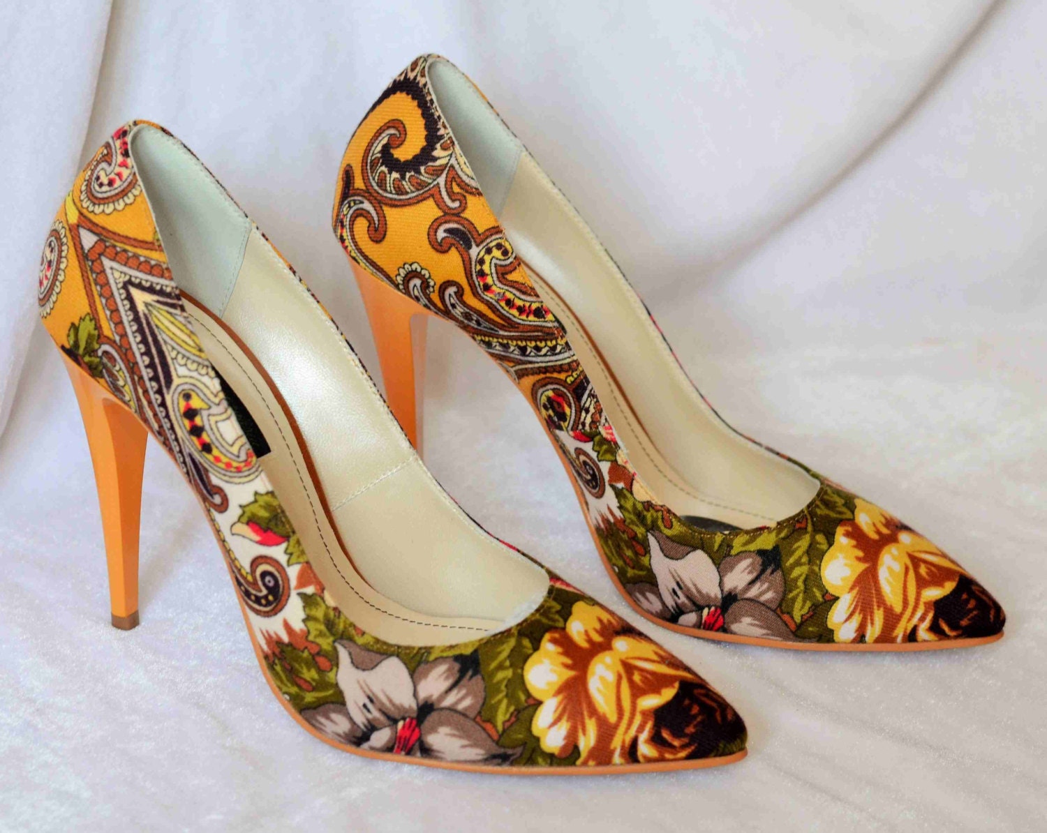 yellow heels with flowers
