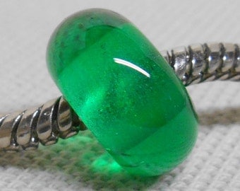 Handmade Large Hole Lampwork Bead European Charm Bracelet Bead Transparent Green