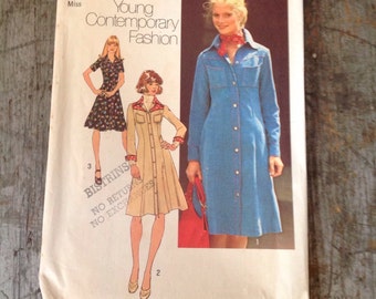 Vintage Simplicity Sewing Pattern 7170 Misses' Size 14 Bust 36 Shirt-Dress