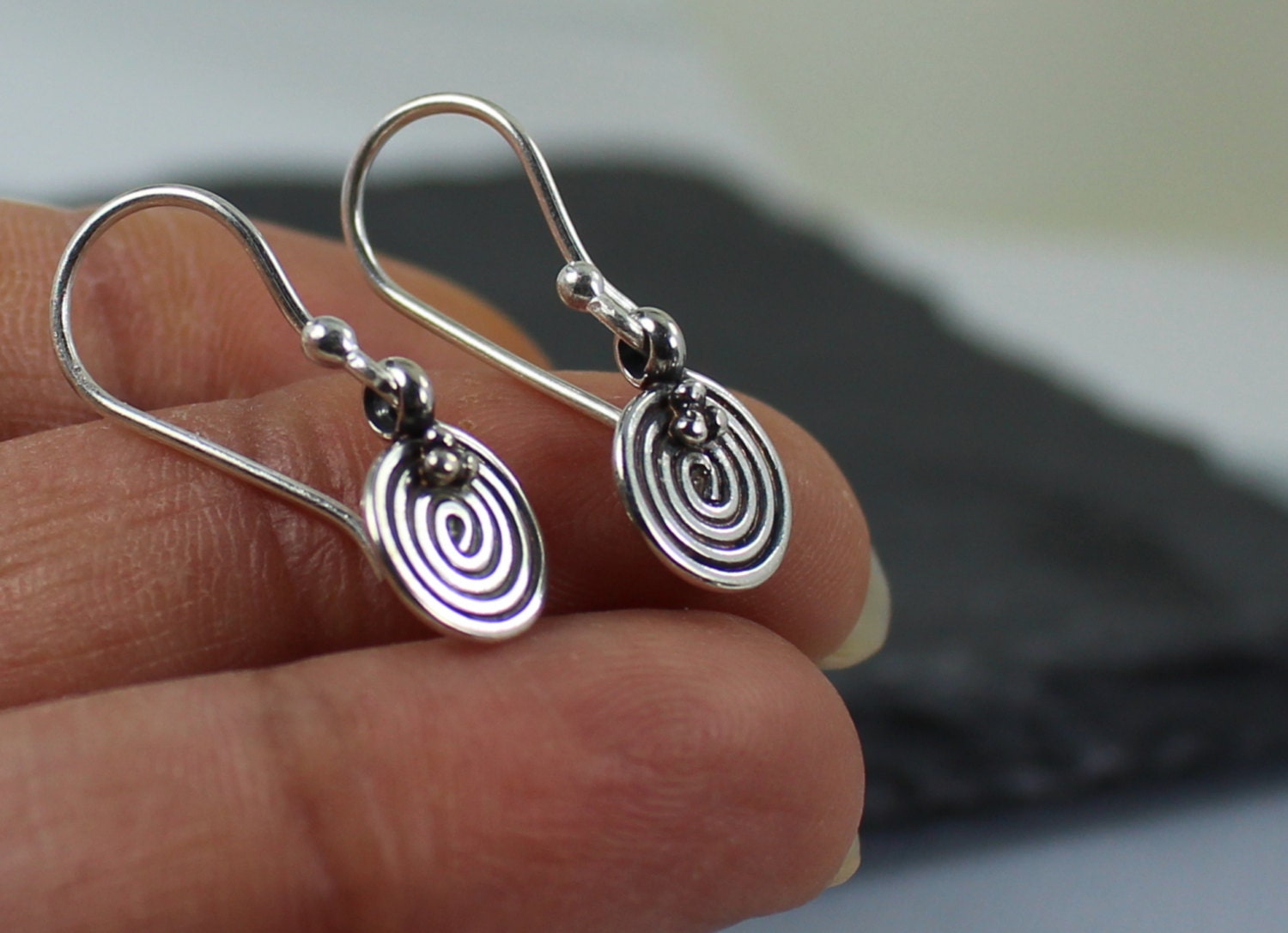 Sterling Silver Swirl Earrings Artisan Sterling by hazaricreations