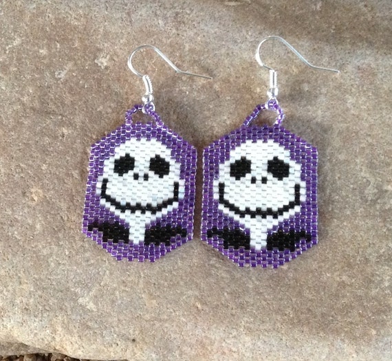 Nightmare Before Christmas Peyote Beaded Earrings