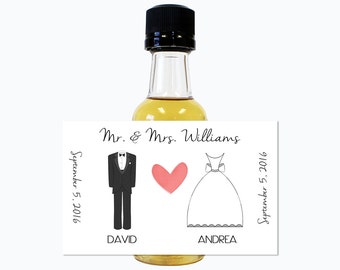 Custom Mini Bottle Liquor Favors Personalized Labels & Empty 50 mL Bottles Alcohol Wedding Favors Engagement Party Reception Gifts EB-1090