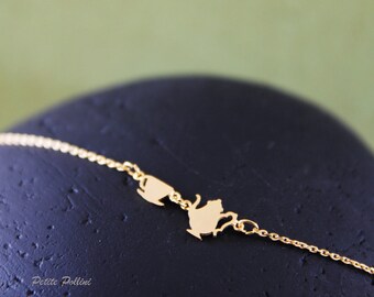 Have a Cuppa Necklace in Silver/ Gold. Teapot and Teacup. Tea Party. Alice in Wonderland. Everyday Wear. Gift For Her (PNL-56)