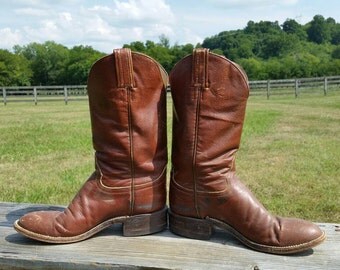 Brown Hondo Roper Vintage Cowboy Boots Size 5B