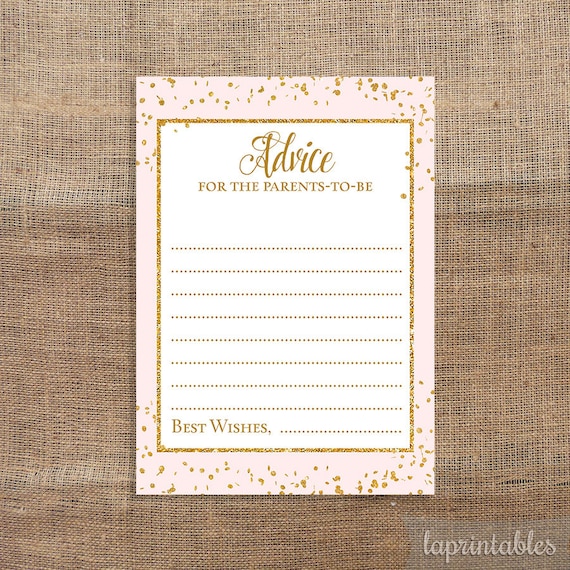 Advice For The Parents To Be Printable Cards Pink By LAPrintables