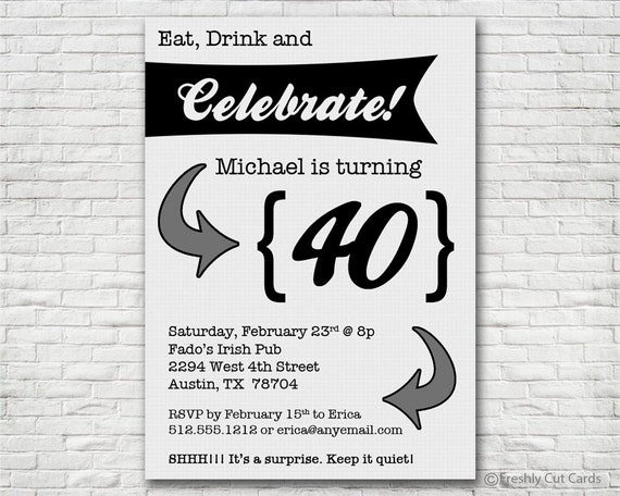 Eat Drink and Celebrate Invitation - Printable or Printed (w/ FREE Envelopes!) Il_570xn
