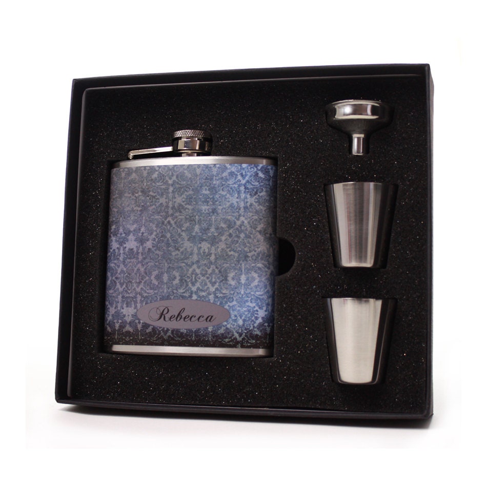 Flask for Women // Vintage Damask Hip Flask Liquor Flask