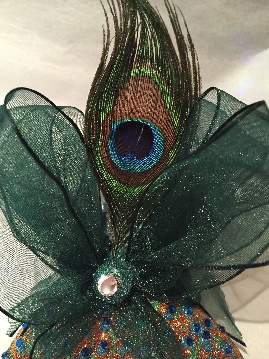 Peacock Hand Painted Ornament by KARCREATIONS on Etsy