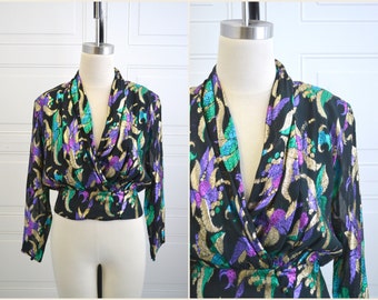 1980s Anne Klein Metallic Blouse