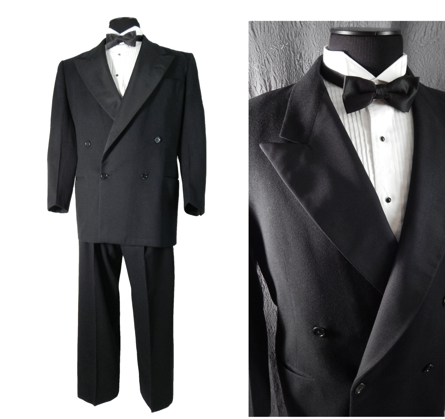 Mens Vintage 1950s After Six Tuxedo Suit by Rudofker L XL 44