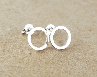 Silver Circle Earrings, Handmade Bridesmaid Gift and Gift for Her, Geometry inspired