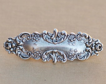 Antique Silver Ornate Filigree Art Nouveau Hair Barrette,Large Silver Hair Clip,Victorian Style Flourish Hair Clip,Bridal,Vintage Style,Gift