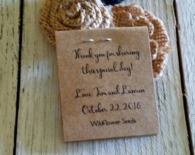 RUSTIC Cute Little Favors Floral Monogram Wreath Design Wildflower Seeds Let Love Grow Flower Seed Packet Favors Bridal Shower Wedding Party