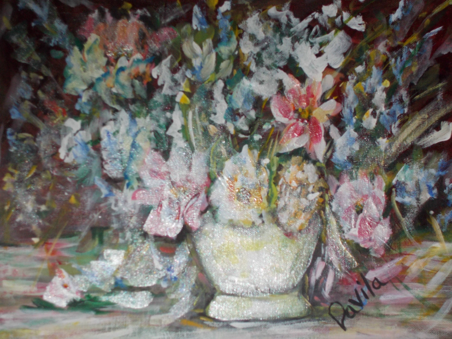 Original Fabulous Floral iridescent acrylic painting by UINMIND