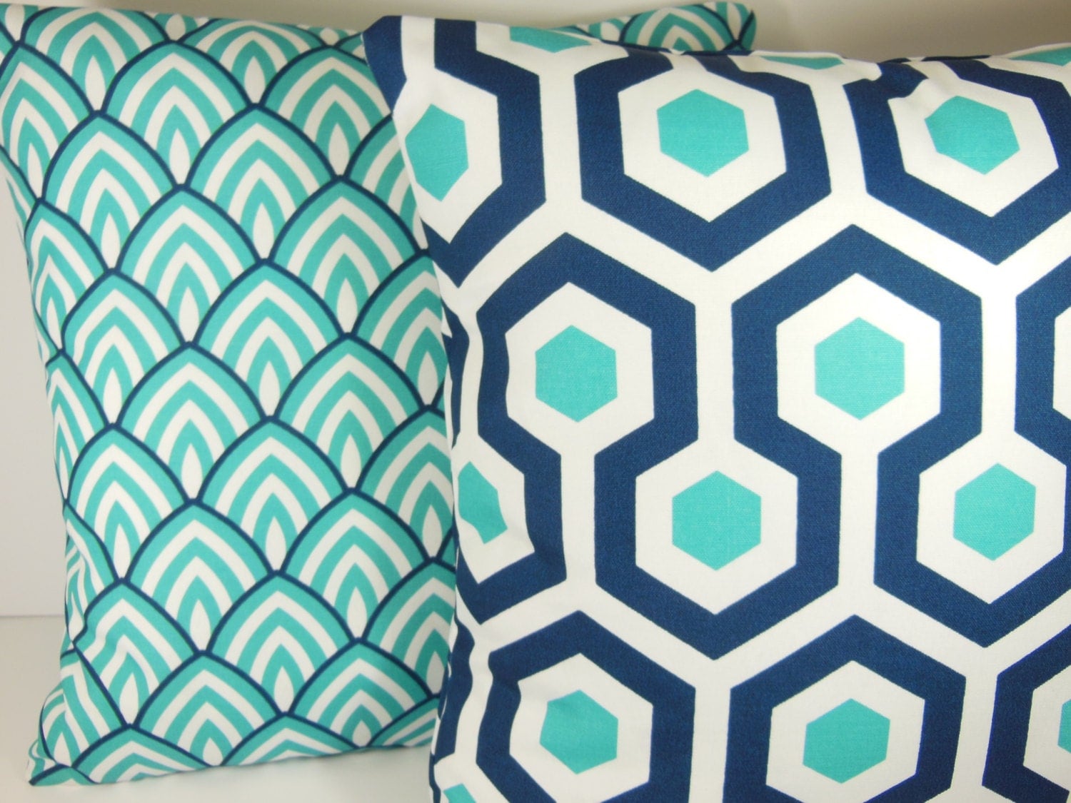 Navy Aqua OUTDOOR Throw Pillow COVERS Decorative Pillow