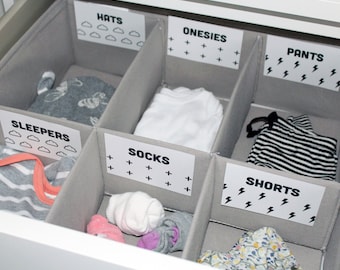 Modern Printable Baby Nursery Drawer Labels - print yourself - Baby Girl, Baby Boy, Nursery Decor, Nursery Organization, Modern Nursery