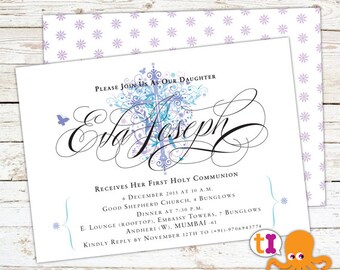 Baby Dedication, Baptism or First Communion Invitation with CROSS