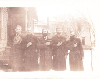 Vintage Photo Gentlemen with Hats over Hearts Old Photograph Paper Ephemera Snapshot Photo Collectibles