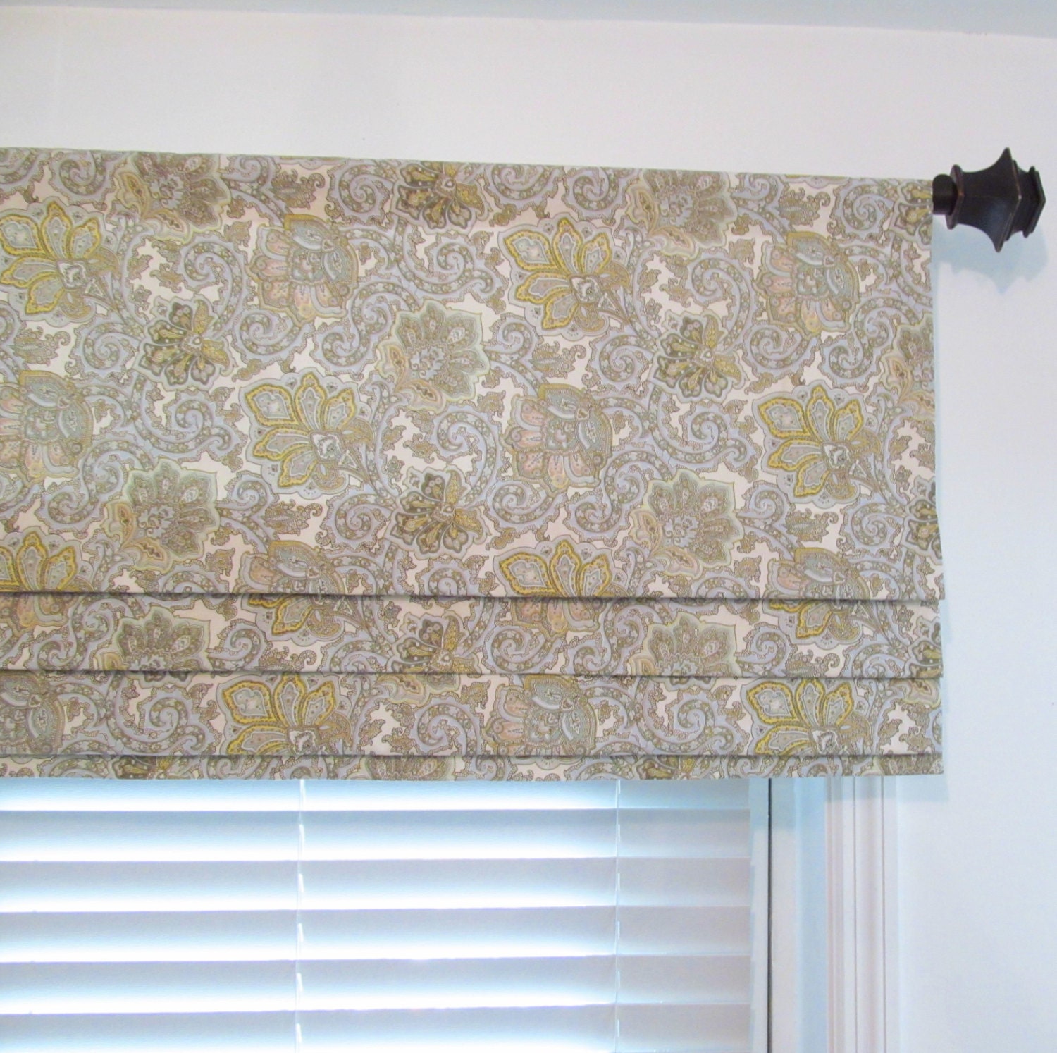 Paisley Faux Roman Shade Lined Mock Valance/ Custom Sizing