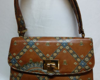 MOSKOWITZ Vintage 60s Painted Leather Handbag/Shoulderbag