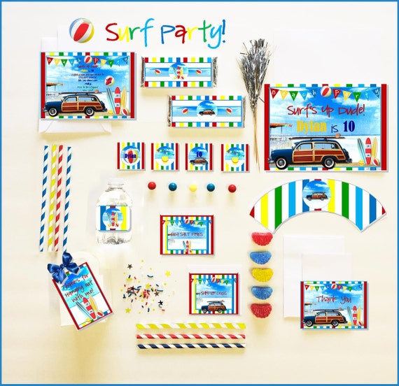SURFBOARD & CAR Party COLLECTION - Personalized Printable Download Il_570xn
